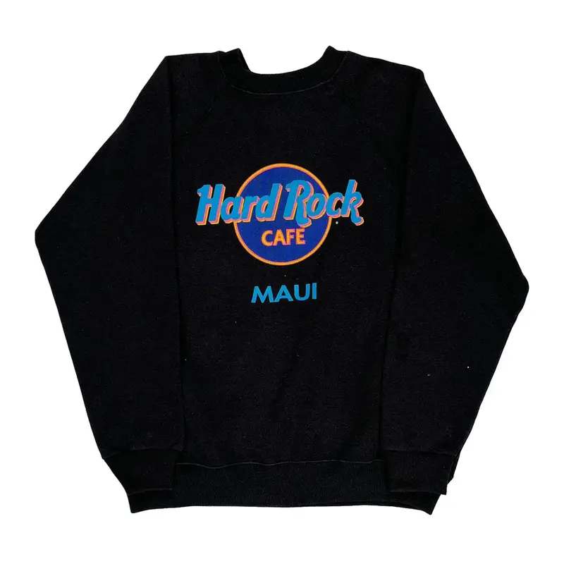 Made In Usa Maui Hanes Sweatshirt - Large Black Cotton Blend