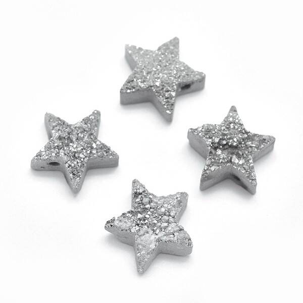 Electroplate Natural Druzy Quartz Charms