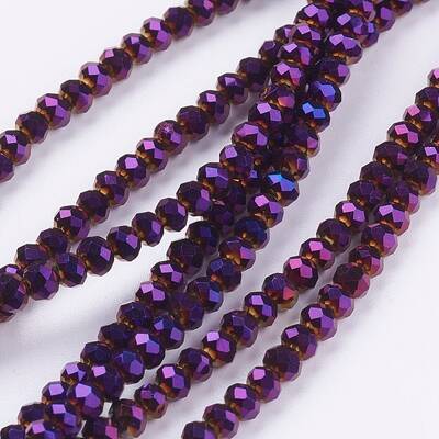 Faceted Rondelle Electroplate Glass Beads Strands