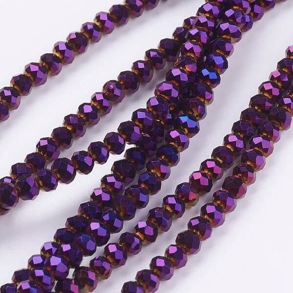 Faceted Rondelle Electroplate Glass Beads Strands