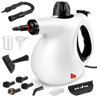 Pressurized Handheld Multi-Surface Natural Steam Cleaner with 12 pcs Replacement Parts , Multi-Purpose Steamer for Springtok ...