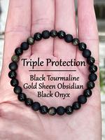 Black Beaded Bracelet, Stone Beads Bracelets for Women & Men, Fashion Jewelry for Party, Daily Decor, Trendy All-match & Exqu...