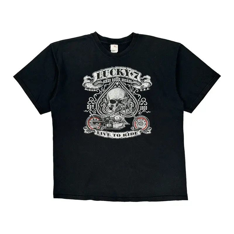 Biker Yazbek Graphic T-Shirt - XL Black Cotton