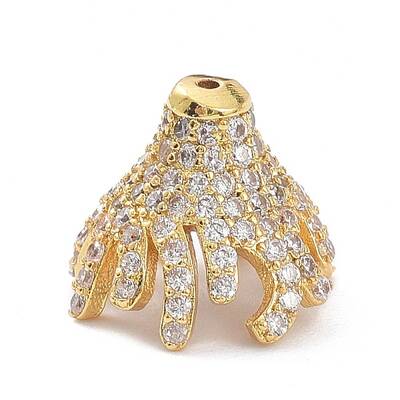Brass Micro Pave Clear Cubic Zirconia Bead Caps