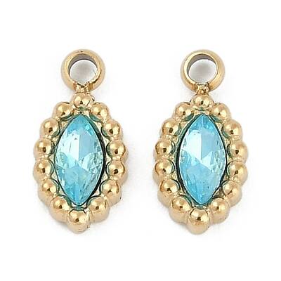 304 Stainless Steel Micro Pave Cubic Zirconia Pendants