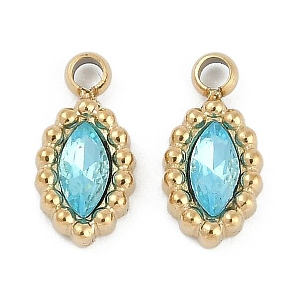 304 Stainless Steel Micro Pave Cubic Zirconia Pendants