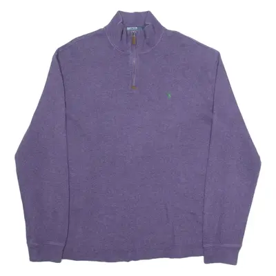 POLO RALPH LAUREN Mens Jumper Purple 1/4 Zip Tight Knit XL