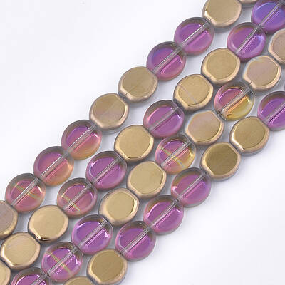 Frosted Electroplate Glass Beads Strands