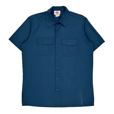 Dickies Short Sleeve Shirt - Large Blue Cotton Blend | Size: large