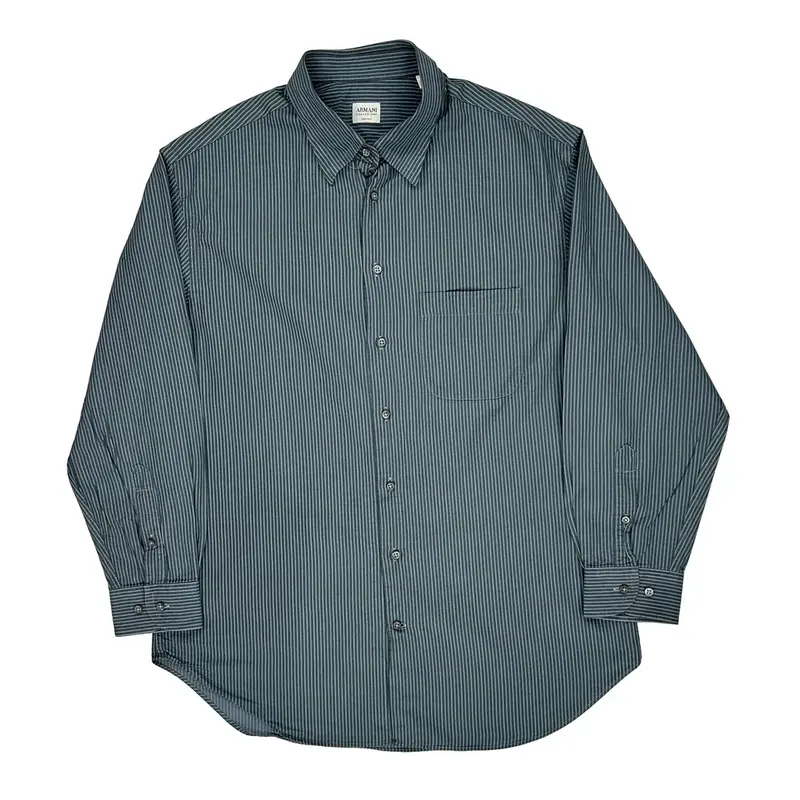 Armani Striped Shirt - 2XL Blue Cotton