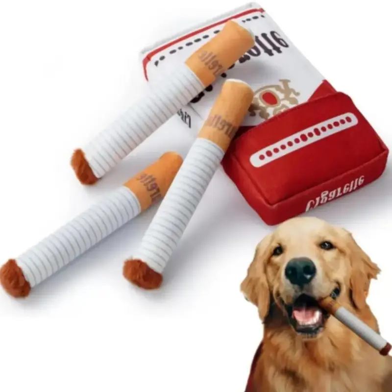 Interactive Dog Toys, 1 Count/2 Counts Dog Teething Toys, Squeaky Cigar Toys, Fun Novelty Plush Dog ​​toys, Imitation Cig...