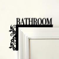 Metal Bathroom Door Sign, 1 Count Flower & Letter Design Bathroom Door Decoration, Wall Hanging Decor for Home Living Room Be...