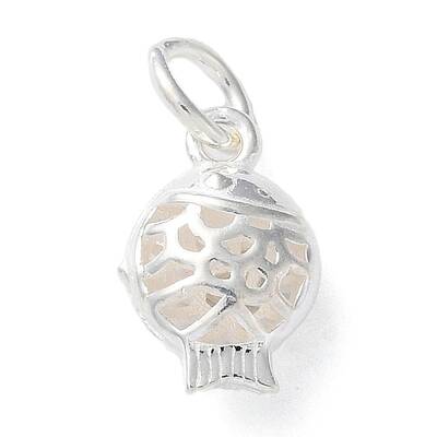 925 Sterling Silver Hollow Fish Charms with Jump Rings