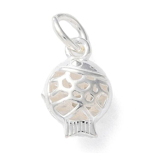 925 Sterling Silver Hollow Fish Charms with Jump Rings