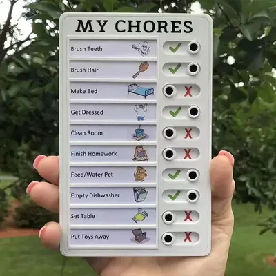 Random Color DIY Sliding Routine Chart, 1 Count Daily Schedule Tasks Memo Checklist Board with 10pcs Replacement Paper, Po...