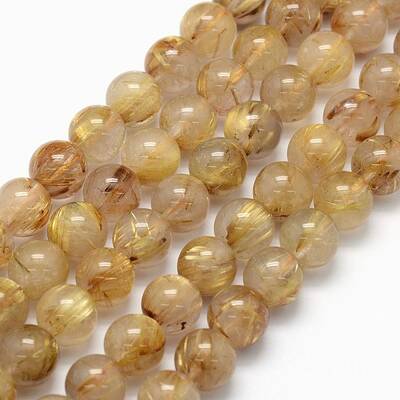 Grade AA Natural Gold Rutilated Quartz Beads Strands