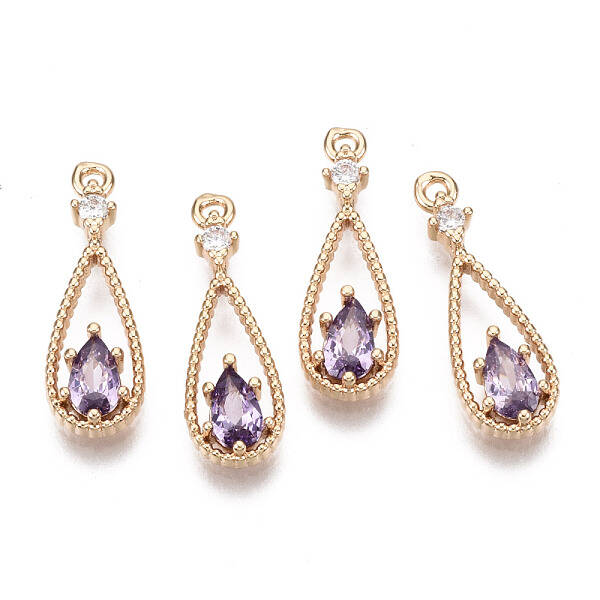 Brass Micro Pave Cubic Zirconia Pendants