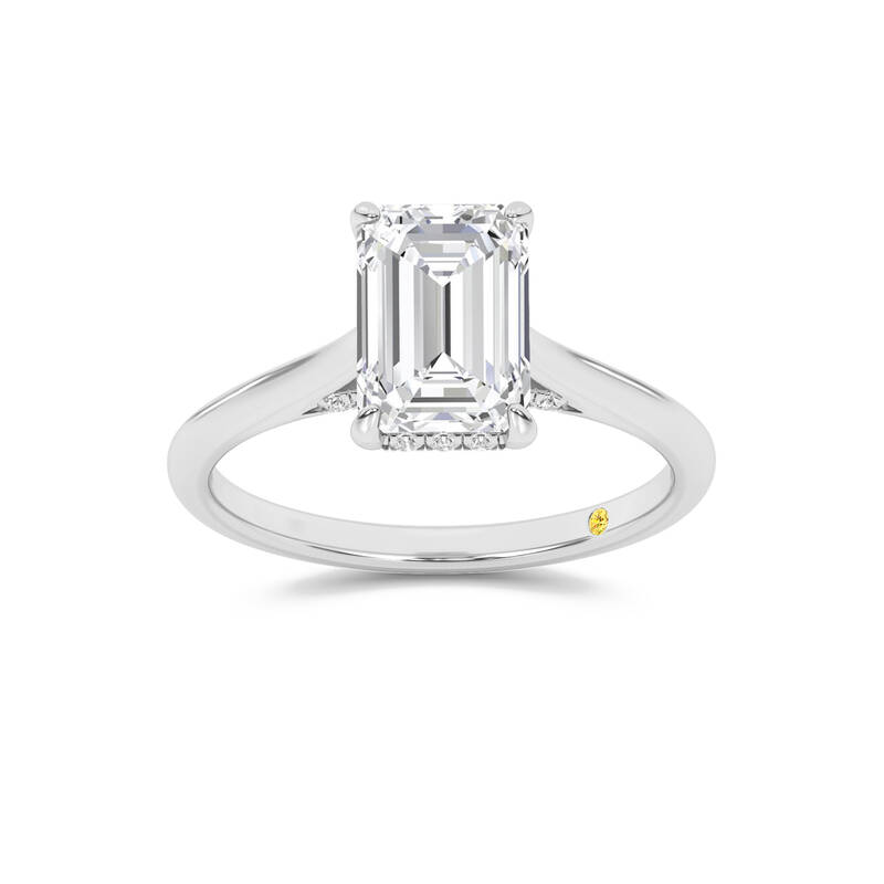 Twinkle Hidden Halo Emerald Cut Lab Grown Diamond Engagement Ring | 18K White Gold 2 3/4 CT. TW.