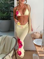 Two-piece Set Women's Floral Print Bikini Set, Casual Fashion Chic Swimsuit Set for Beach Holiday Vacation, Ladies Swimwear f...