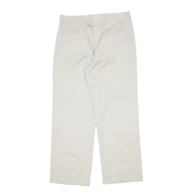 CALVIN KLEIN Chino Trousers Cream Regular Wide-Leg Womens W34 L30