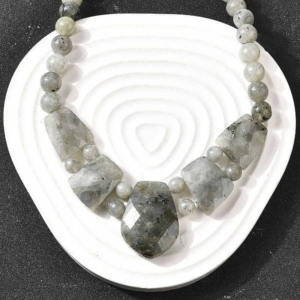 Natural Labradorite Faceted Bib Graduated Beaded Necklaces for Women