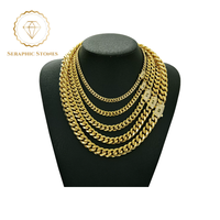 Cuban Link Necklace 14K Gold Plated Stainless Steel Miami Thick Jewelry 6/8/10/12/14mm Cubanchain with Iced Out Daddy Chain C...