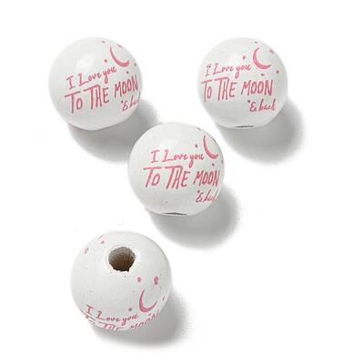 Printed Wood European Beads