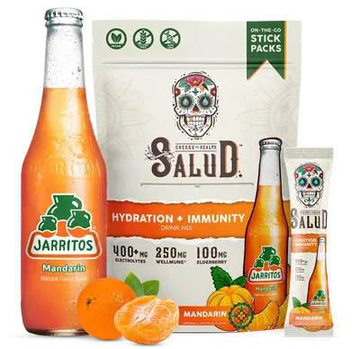 Salud x Jarritos 2-in-1 Hydration Packets + Immunity Electrolytes Powder, Mandarin - Agua Fresca Drink Mix, Elderberry, Dairy...