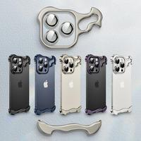 Frameless Corner Pad Metal Case for iPhone 16 15 14 13 Pro Max 16 15 14 Plus, with Lens Protective, Shaped Corner Shockproof ...