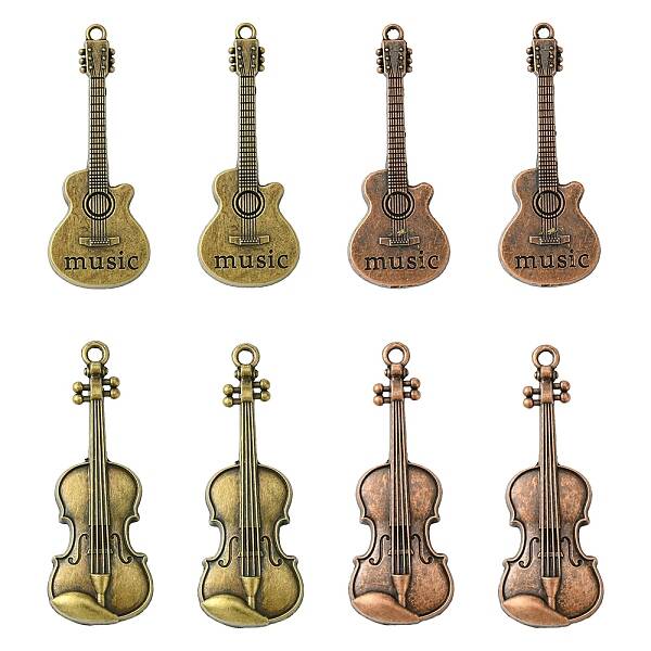 8Pcs 4 Styles Tibetan Style Alloy Pendants