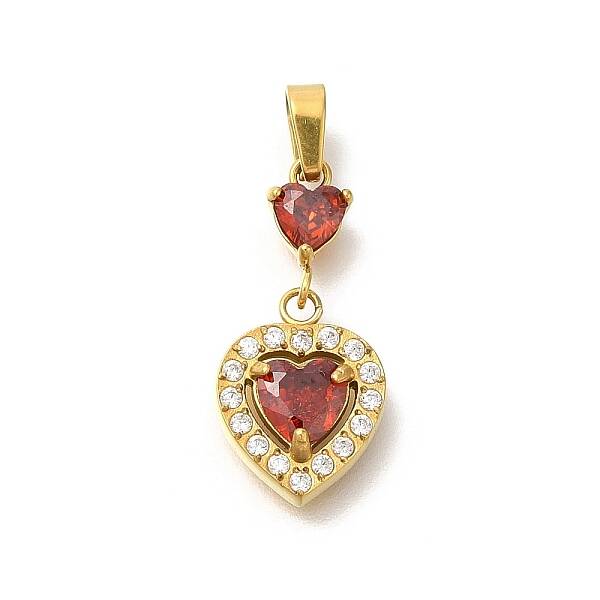 Ion Plating(IP) 304 Stainless Steel Micro Pave Cubic Zirconia Pendants