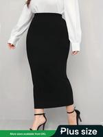 【Plus Size】 Solid Color Long Skirt, Elegant Fashion Casual Skirt for Daily Outdoor Wear, Women Clothing for Summer