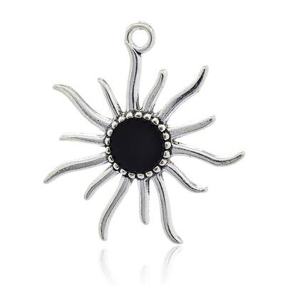 Antique Silver Alloy Enamel Sun Pendants