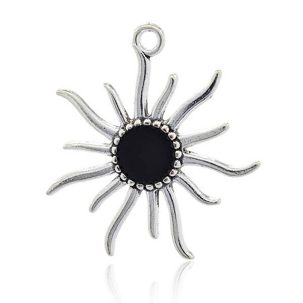 Antique Silver Alloy Enamel Sun Pendants