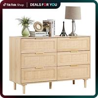 [Dealsforyoudays] Rattan 6/3 Drawer Dresser for Bedroom, Closet Wood Chests of Drawers Storage, Chest of Drawers for Bedroom,...