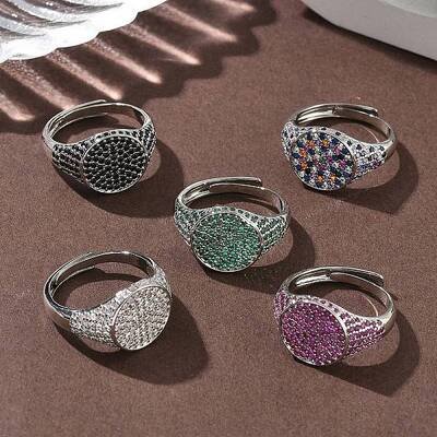 Brass Micro Pave Cubic Zirconia Cuff Rings for Women