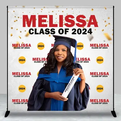 Custom Grey Red Step And Repeat Graduation Backdrop - Aperturee