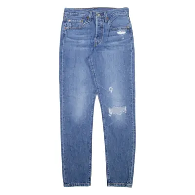 LEVI'S 501S Jeans Big E Distressed Mens Blue Skinny Straight W26 L30