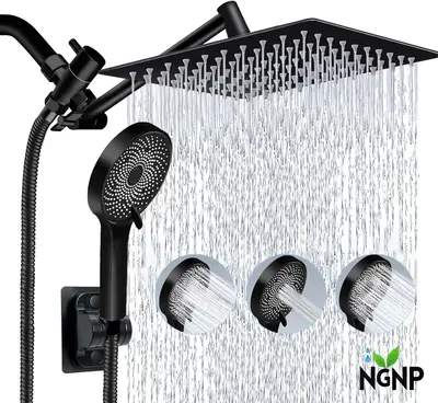 NGNP Shower Head,10 Inch High Pressure Rain Shower Head with Handheld Spray Combo, Adjustable Dual Rainfall Shower Head - Sho...