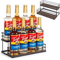 8 Bottle Capacity Coffee Syrup Organizer 2 Tier Coffee Syrup Stand Shelf for Coffee Bar Kitchen Small Wine Rack for Bar Famil...