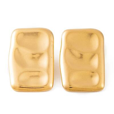 Ion Plating(IP) Rectangle 304 Stainless Steel Stud Earrings for Women