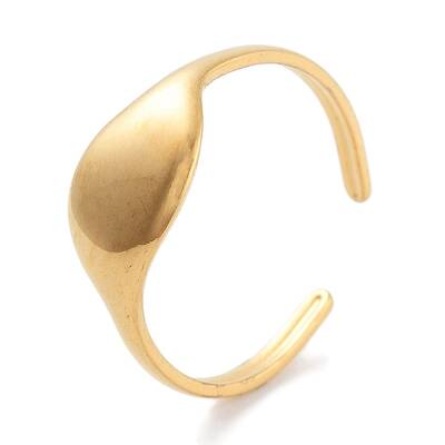 304 Stainless Steel Teardrop Open Cuff Rings for Women