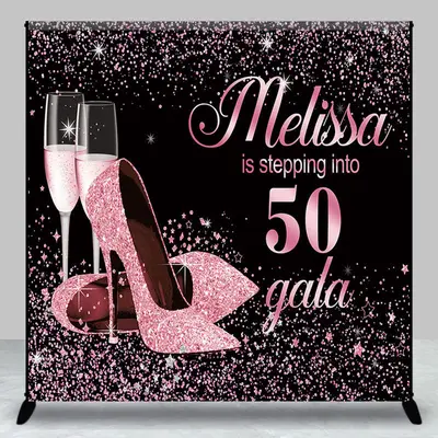 Pink Black Sparkle Heels Custom Birthday Backdrop - Aperturee