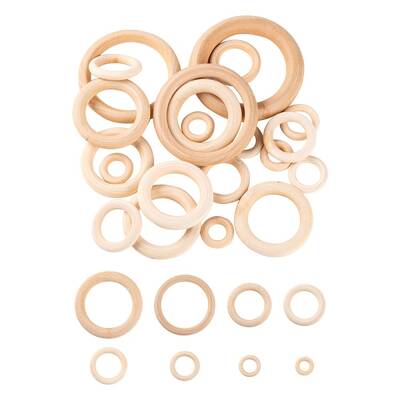 75Pcs 8 Style Unfinished Wood Linking Rings