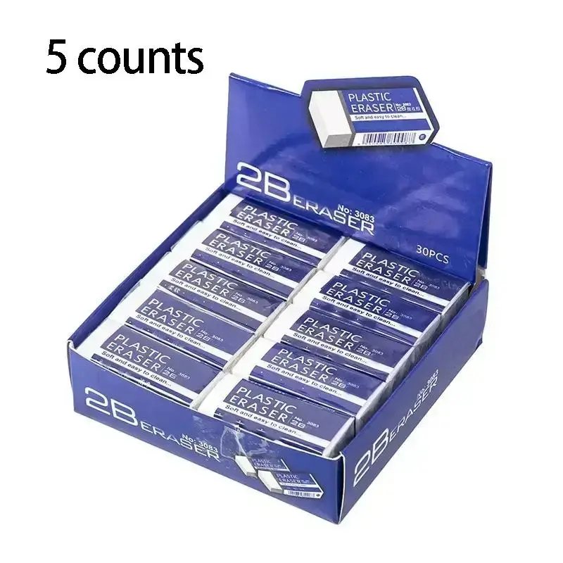 5pcs 2B Eraser, 5 Counts Classic Rectangular Eraser, Students Stationery Writing And Art Supplies For Home School And Office