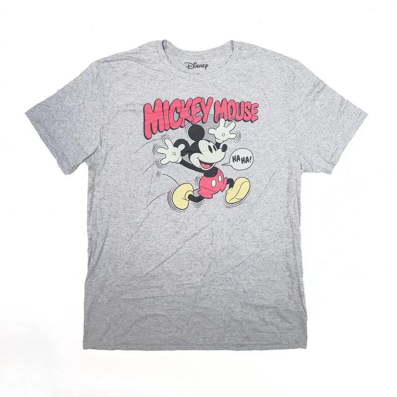 DISNEY Mickey Mouse T-Shirt Grey Short Sleeve Mens L