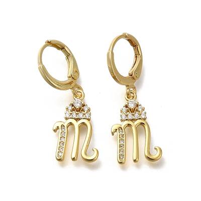 Brass Clear Cubic Zirconia Hoop Earrings