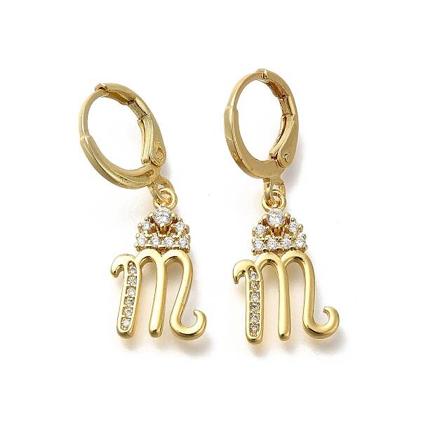Brass Clear Cubic Zirconia Hoop Earrings