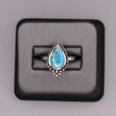 Sterling Silver Stone Ring - Pear Turquoise