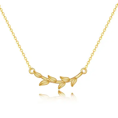 14K Gold Leaves Pendant Necklace